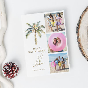 Cartão De Festividades Foto da palmeira Mele Kalikimaka Natal