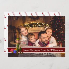 Cartão De Festividades Foto da placa de cheio e Elf com Banda de texto ve