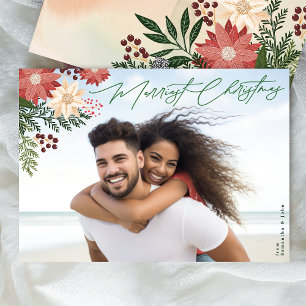 Cartão De Festividades Foto da Poinsettia de Natal mais Merrista Tradicio