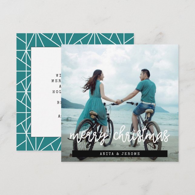 Cartão De Festividades Foto da Praça de Natal Merry Design (Frente/Verso)