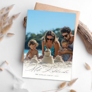 Cartão De Festividades Foto da praia da família Mele Kalikimaka, Script E