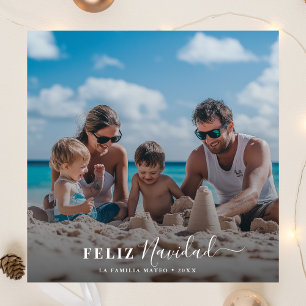 Cartão De Festividades Foto da praia da família natalícia Feliz Navidad e
