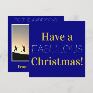 Cartão De Festividades Foto da Tiopgrafia Branca Dourada do Marinho de Na