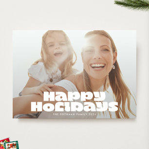 Cartão De Festividades Foto da tipografia branca MODERNA BOLD FELIZ Natal