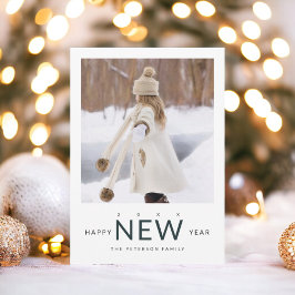 Cartão De Festividades Foto da tipografia do ano novo, simples pinheiro v