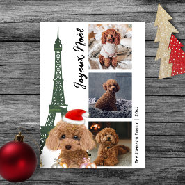 Cartão De Festividades Foto da Torre Eiffel de Poodle Francesa no Natal d