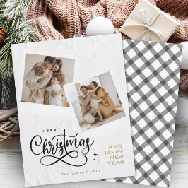 Cartão De Festividades Foto da Xadrez de Natal Mal Minimalista Moderna