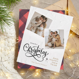 Cartão De Festividades Foto da Xadrez de Natal Mal Minimalista Moderna