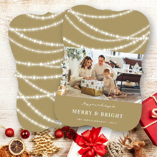 Cartão De Festividades Foto das luzes cintilantes de Natal feliz e brilha