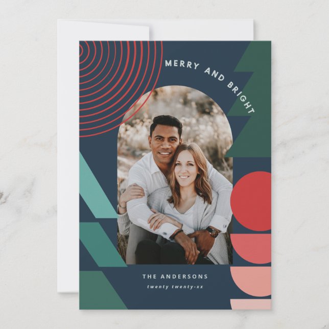 Cartão De Festividades Foto de abstrato geométrica colorida moderna (Frente)