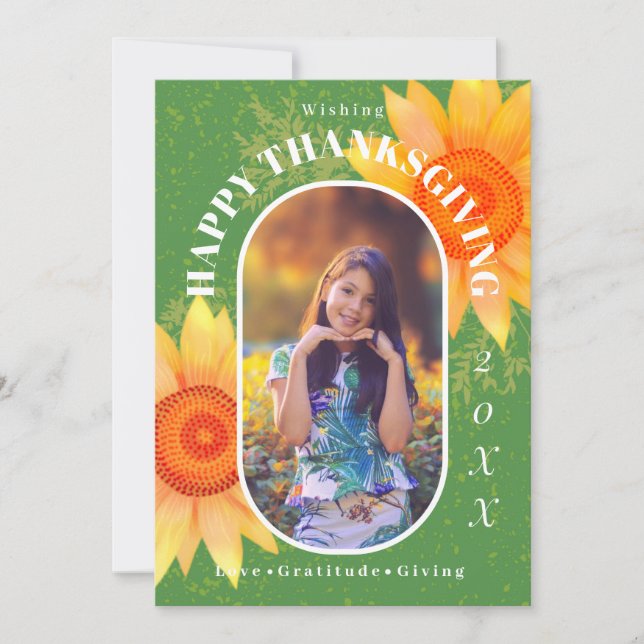 Cartão De Festividades Foto de Ação de Graças Verde Moderno (Frente)