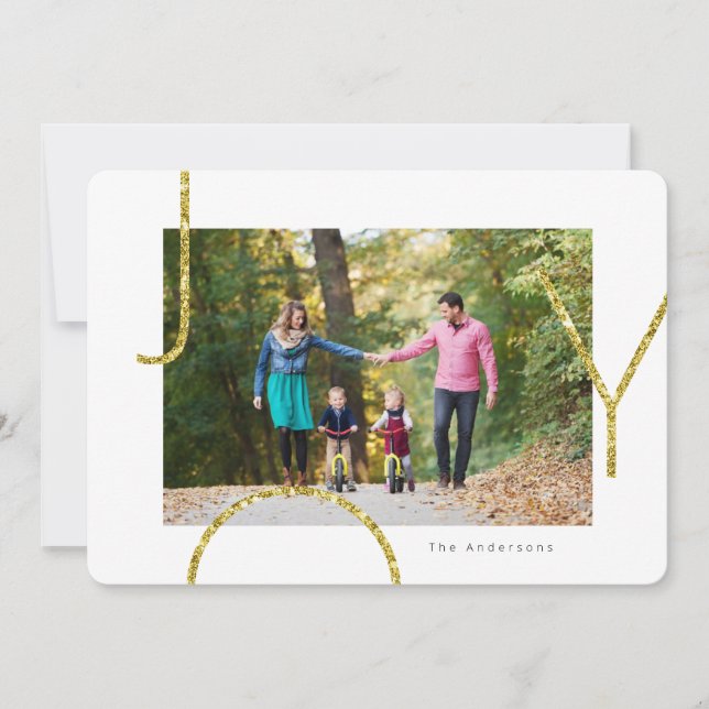 Cartão De Festividades Foto de ALEGRIA Divertida com Brilho (Frente)