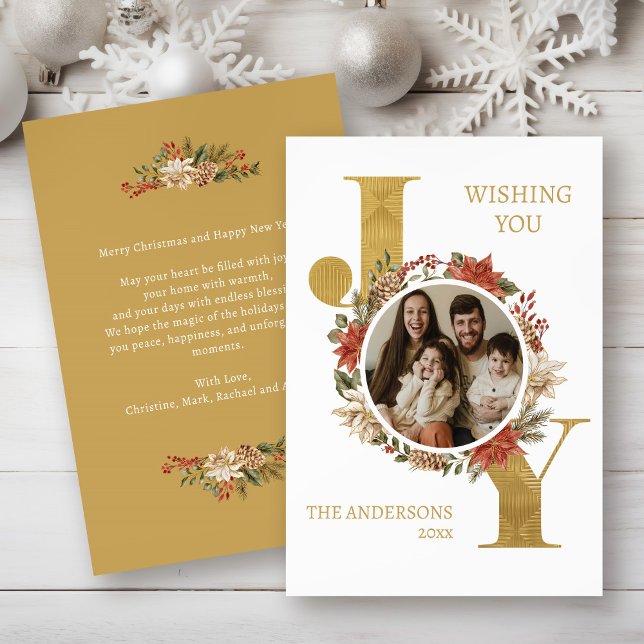 Cartão De Festividades Foto de Alegria Elegante Dourada Com Mensagem Nata (Criador carregado)