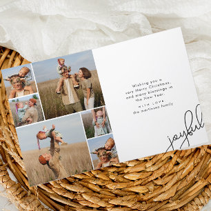 Cartão De Festividades Foto de Alegria Simples da Colagem de Natal Modern