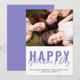 Cartão De Festividades Foto de Amiga no Dia de Galentine Roxo