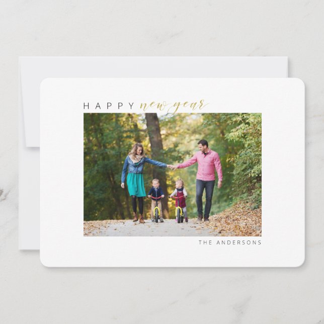 Cartão De Festividades Foto de Ano Novo (Frente)