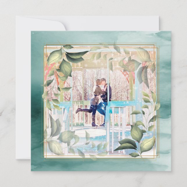 Cartão De Festividades Foto de Ano Novo Boho Botânico Aquarela Romântica (Frente)