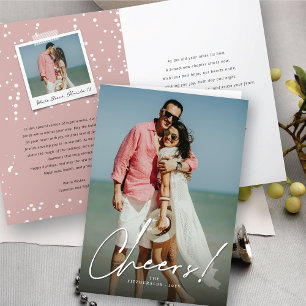 Cartão De Festividades Foto de Ano Novo da Caligrafia Simples de Script