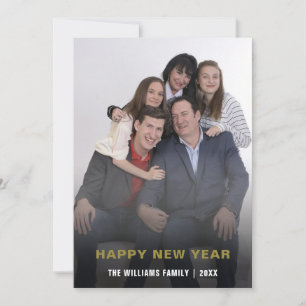 Cartão De Festividades Foto de Ano Novo da Família Tipografia Minimalista