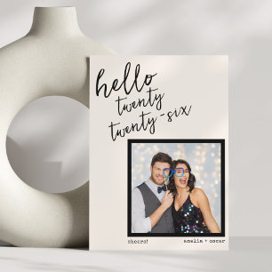 Cartão De Festividades Foto de Ano Novo de Casal de Casamento Escrita à M