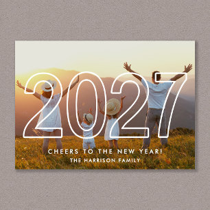 Cartão De Festividades Foto de Ano Novo Minimalista 2027