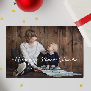 Cartão De Festividades Foto de Ano Novo minimalista em família