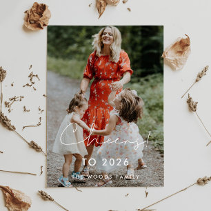 Cartão De Festividades Foto de Ano Novo Minimalista Saúde a 2024