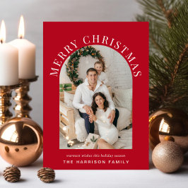 Cartão De Festividades Foto de Arch Elegante Feliz Natal Vermelho
