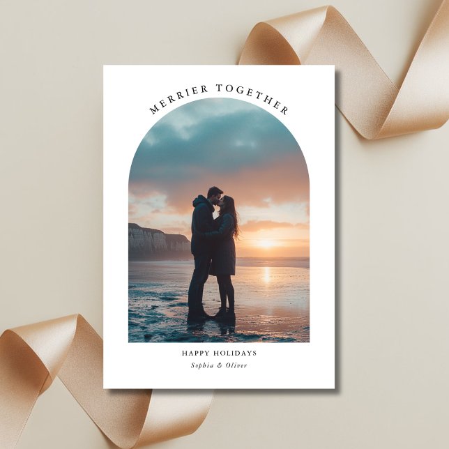 Cartão De Festividades Foto de Arco de Praia de Natal Merrier Juntas (Criador carregado)