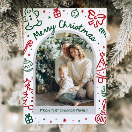 Cartão De Festividades Foto de Arco Desenhada à Mão Branca Feliz Natal