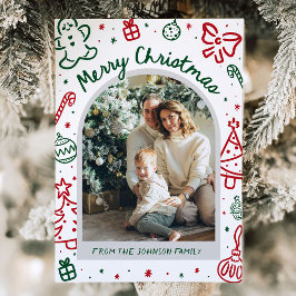 Cartão De Festividades Foto de Arco Desenhada à Mão Branca Feliz Natal