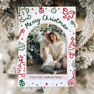 Cartão De Festividades Foto de Arco Desenhada à Mão Branca Feliz Natal