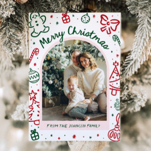 Cartão De Festividades Foto de Arco Desenhada à Mão Branca Feliz Natal