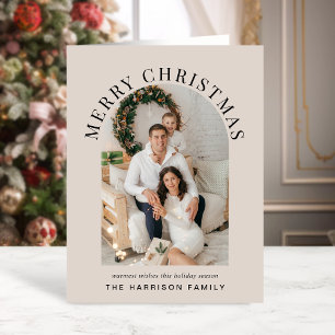 Cartão De Festividades Foto de Arco Elegante Feliz Natal Taupe