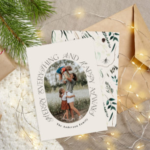 Cartão De Festividades Foto de arco moderno elegante tipografia botânica