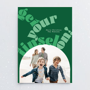 Cartão De Festividades Foto de Arco Válida da Tipografia Verde de Natal