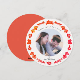 Cartão De Festividades Foto de Arte Folclórica Vermelha Chinesa Ano Novo