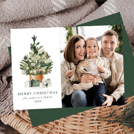 Cartão De Festividades Foto de árvore de Natal em aquarela elegante