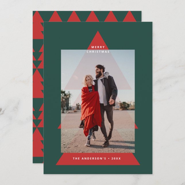 Cartão De Festividades Foto de árvore de Natal mínima para gráfico modern (Frente/Verso)