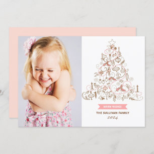 Cartão De Festividades Foto de Árvore de Natal Rosa