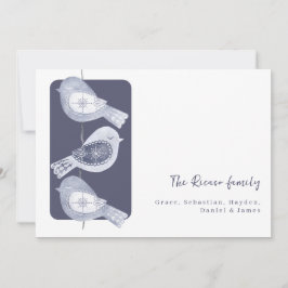 Cartão De Festividades Foto de Aves Azuis do Natal Nórdico