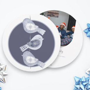 Cartão De Festividades Foto de Aves Azuis do Natal Nórdico