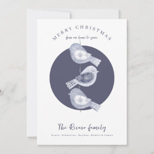 Cartão De Festividades Foto de Aves Azuis do Natal Nórdico