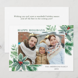 Cartão De Festividades Foto de Azevinho Festivo de Natal Saudação de Nata