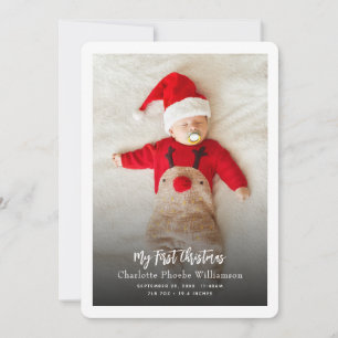 Cartão De Festividades Foto de Bebê Primeiro Nascimento Estatísticas Nata