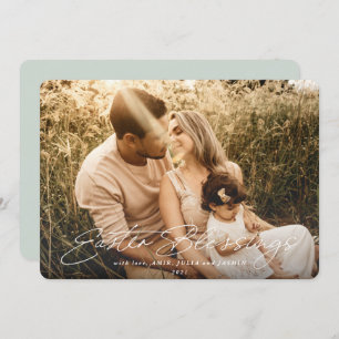 Cartão De Festividades Foto de benção de Páscoa de Script Elegante