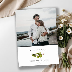 Cartão De Festividades Foto de Bênçãos de Natal com Galho de Pinheiro Min