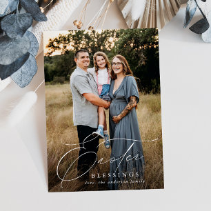 Cartão De Festividades Foto de bençãos de Páscoa elegante