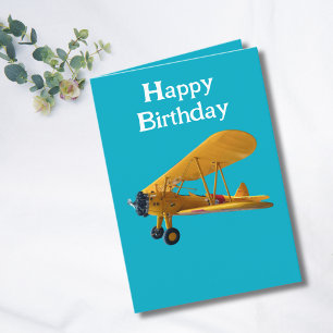 Cartão De Festividades foto de biplano Stearman para piloto, aniversário