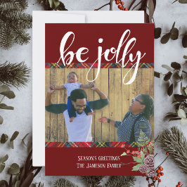 Cartão De Festividades Foto de Boas Festas com Xadrez Tártaro Alegre